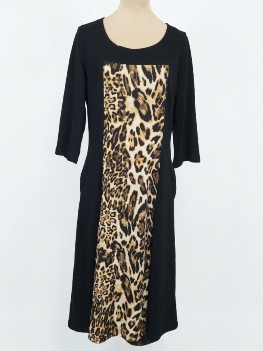 White Mark Dress with Leopard Front Panel